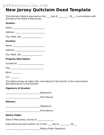 Attorney-Verified  Quitclaim Deed Form for New Jersey