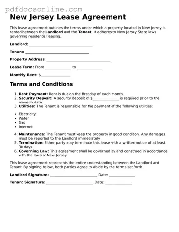 Attorney-Verified  Lease Agreement Form for New Jersey
