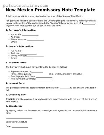Attorney-Verified  Promissory Note Form for New Mexico