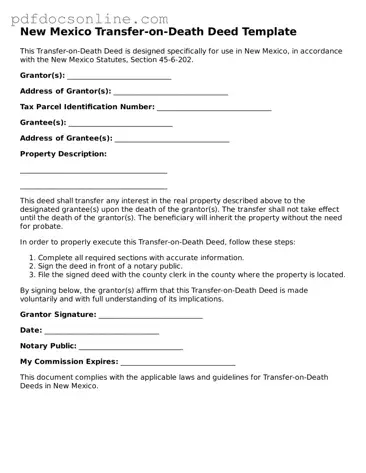 Attorney-Verified  Transfer-on-Death Deed Form for New Mexico