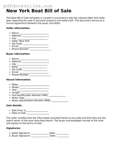Attorney-Verified  Boat Bill of Sale Form for New York