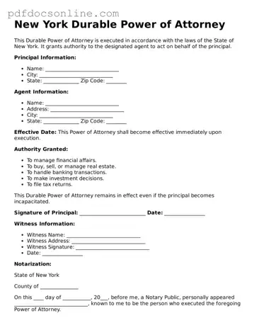 Attorney-Verified  Durable Power of Attorney Form for New York