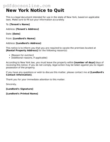 Attorney-Verified  Notice to Quit Form for New York
