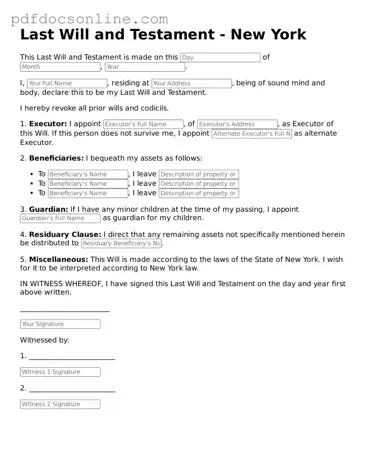 Attorney-Verified  Last Will and Testament Form for New York