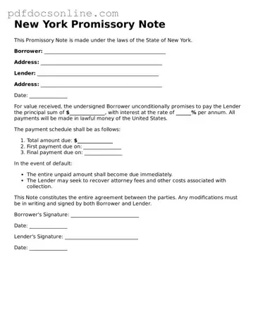 Attorney-Verified  Promissory Note Form for New York
