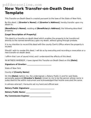 Attorney-Verified  Transfer-on-Death Deed Form for New York
