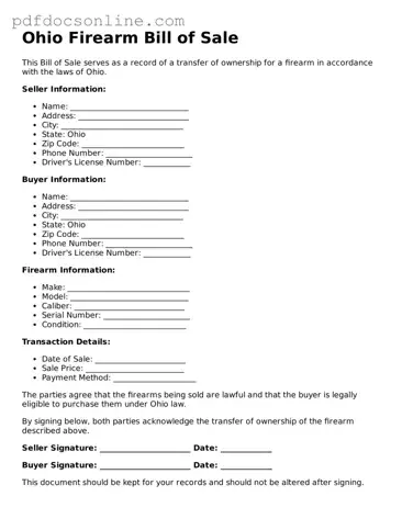 Attorney-Verified  Firearm Bill of Sale Form for Ohio