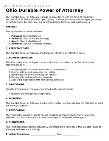 Attorney-Verified  Durable Power of Attorney Form for Ohio