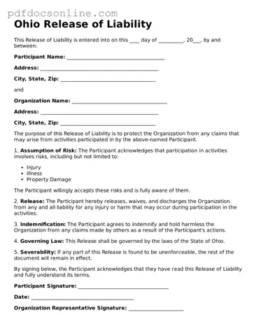Attorney-Verified  Release of Liability Form for Ohio
