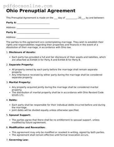 Attorney-Verified  Prenuptial Agreement Form for Ohio