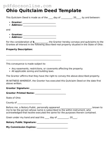 Attorney-Verified  Quitclaim Deed Form for Ohio