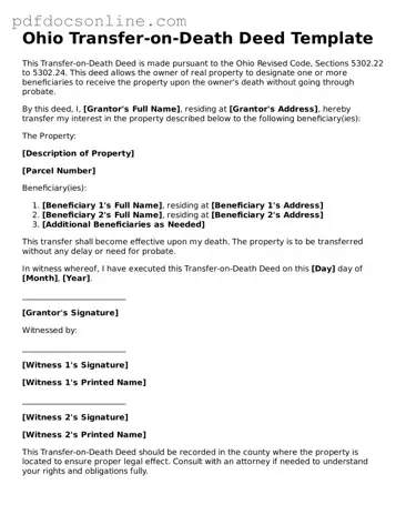 Attorney-Verified  Transfer-on-Death Deed Form for Ohio