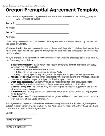 Attorney-Verified  Prenuptial Agreement Form for Oregon