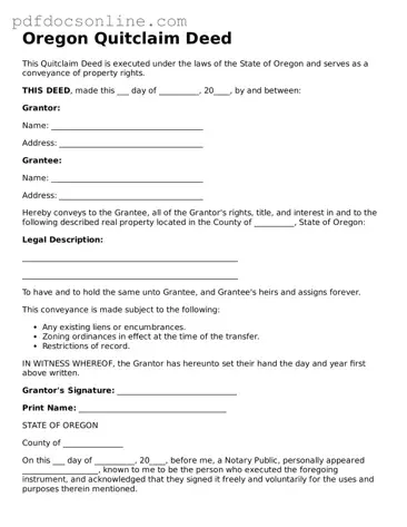 Attorney-Verified  Quitclaim Deed Form for Oregon