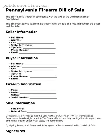 Attorney-Verified  Firearm Bill of Sale Form for Pennsylvania