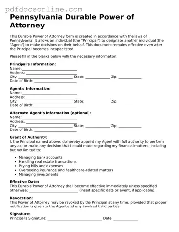 Attorney-Verified  Durable Power of Attorney Form for Pennsylvania