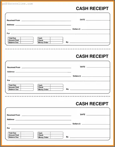 Fillable Cash Receipt Form