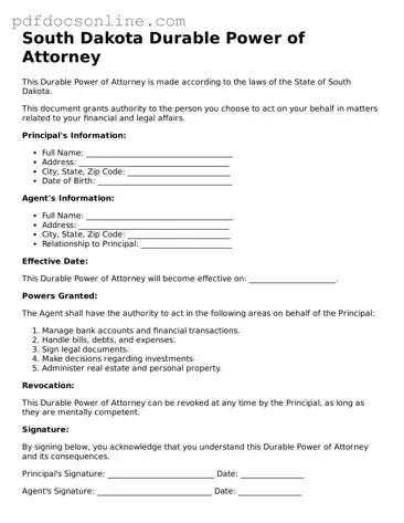 Attorney-Verified  Durable Power of Attorney Form for South Dakota