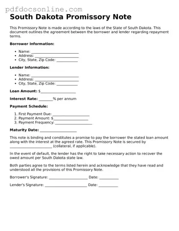 Attorney-Verified  Promissory Note Form for South Dakota