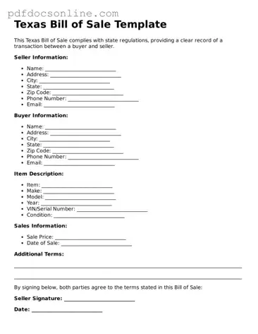 Attorney-Verified  Bill of Sale Form for Texas