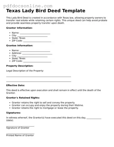 Attorney-Verified  Lady Bird Deed Form for Texas