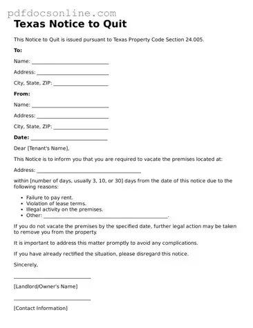 Attorney-Verified  Notice to Quit Form for Texas