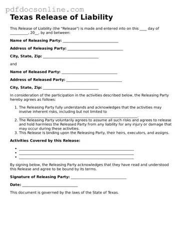 Attorney-Verified  Release of Liability Form for Texas