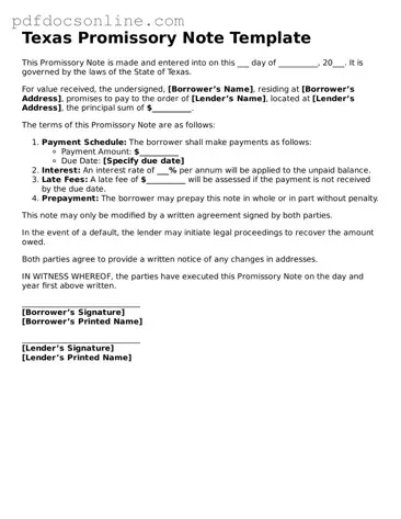 Attorney-Verified  Promissory Note Form for Texas