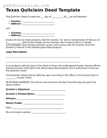 Attorney-Verified  Quitclaim Deed Form for Texas