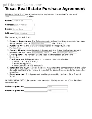 Attorney-Verified  Real Estate Purchase Agreement Form for Texas