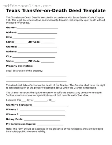 Attorney-Verified  Transfer-on-Death Deed Form for Texas