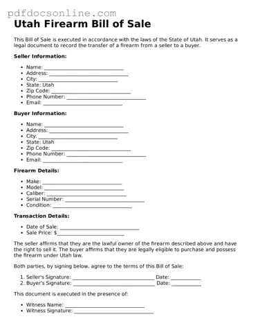 Attorney-Verified  Firearm Bill of Sale Form for Utah
