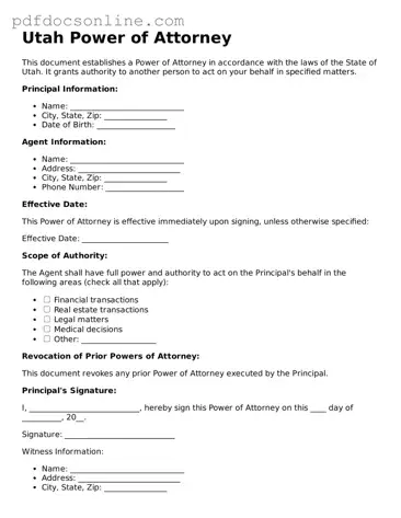 Attorney-Verified  Power of Attorney Form for Utah