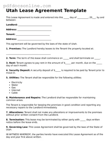 Attorney-Verified  Lease Agreement Form for Utah