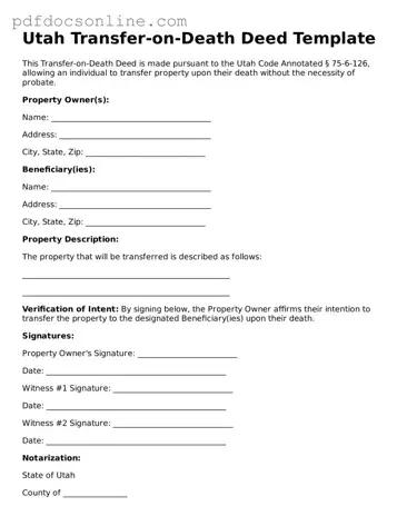 Attorney-Verified  Transfer-on-Death Deed Form for Utah