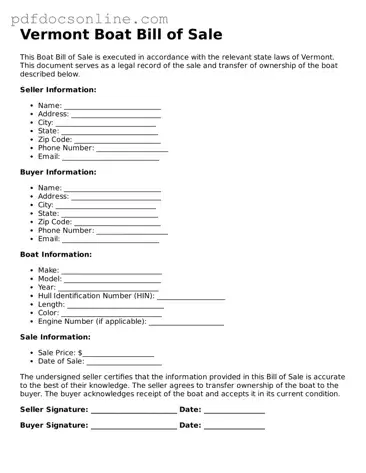 Attorney-Verified  Boat Bill of Sale Form for Vermont