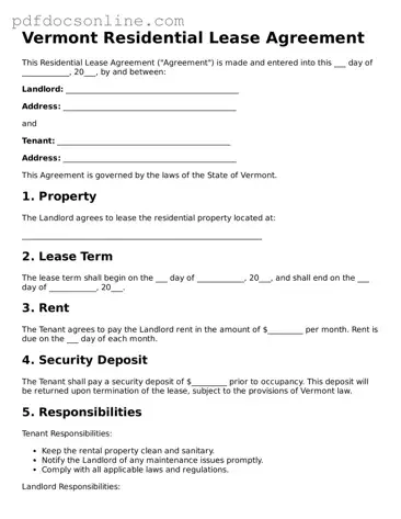 Attorney-Verified  Lease Agreement Form for Vermont