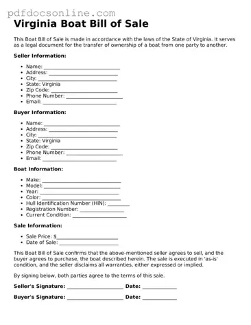Attorney-Verified  Boat Bill of Sale Form for Virginia