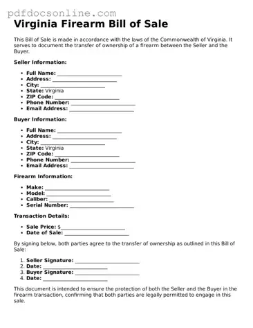 Attorney-Verified  Firearm Bill of Sale Form for Virginia