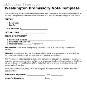 Attorney-Verified  Promissory Note Form for Washington