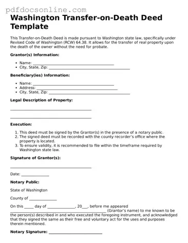 Attorney-Verified  Transfer-on-Death Deed Form for Washington
