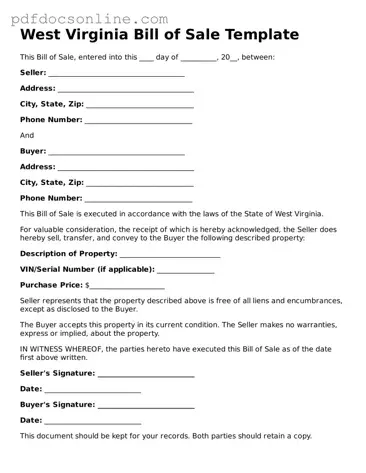 Attorney-Verified  Bill of Sale Form for West Virginia