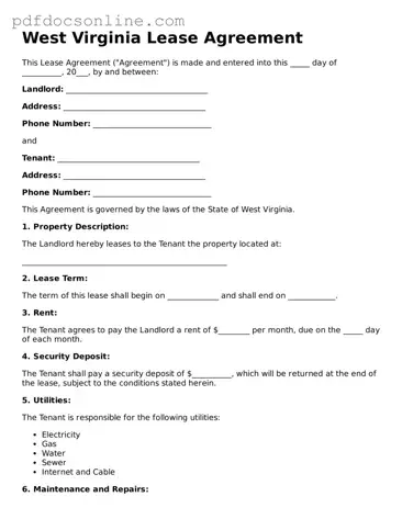 Attorney-Verified  Lease Agreement Form for West Virginia