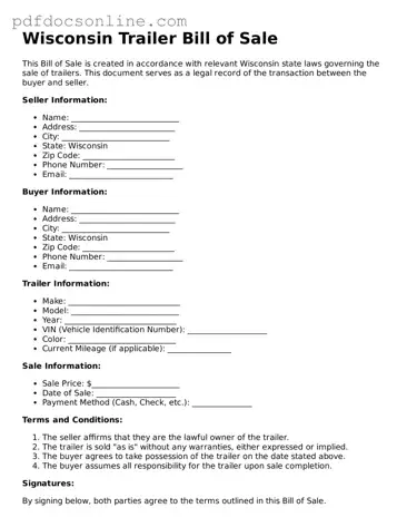 Attorney-Verified  Trailer Bill of Sale Form for Wisconsin