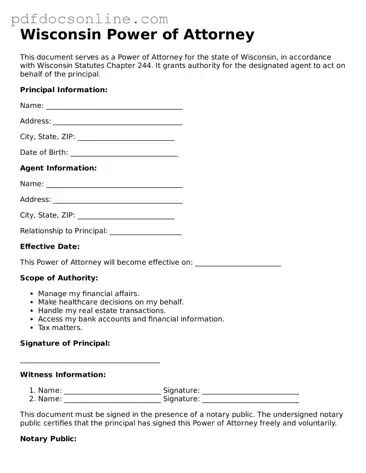 Attorney-Verified  Power of Attorney Form for Wisconsin