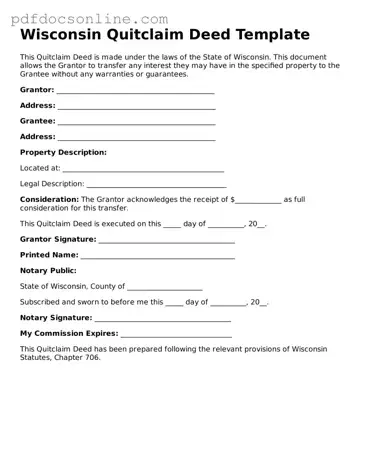 Attorney-Verified  Quitclaim Deed Form for Wisconsin