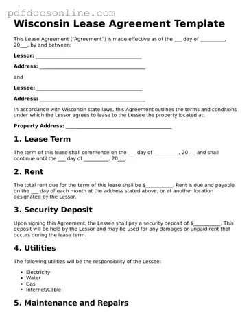 Attorney-Verified  Lease Agreement Form for Wisconsin