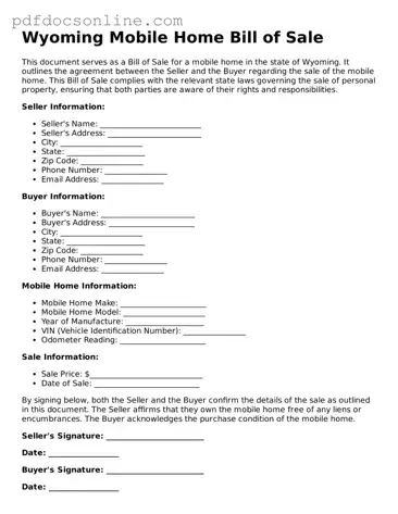 Attorney-Verified  Mobile Home Bill of Sale Form for Wyoming