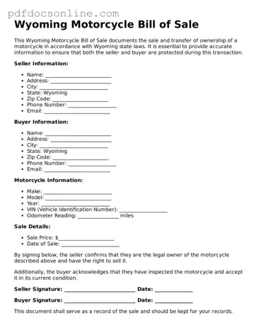 Attorney-Verified  Motorcycle Bill of Sale Form for Wyoming