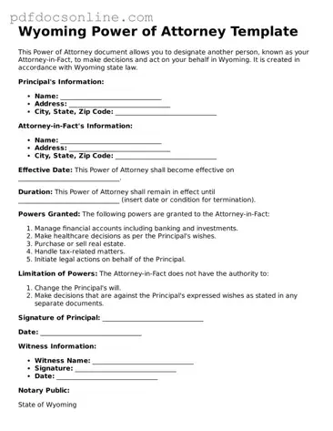 Attorney-Verified  Power of Attorney Form for Wyoming